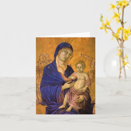 Gotische Madonna en kind Kaart (Gele Bloem)