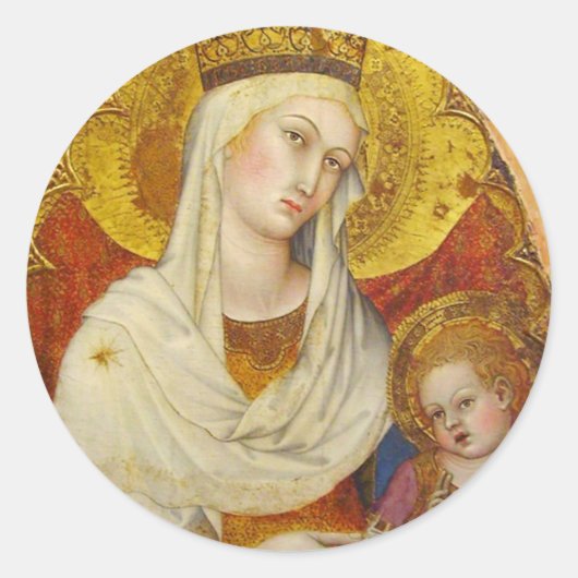Gotische Madonna en kind stickers (Voorkant)