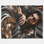 Gotische Majesteit-Luxe Zwart & Goud Fleece Deken (Voorkant (Horizontaal))