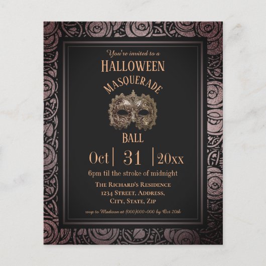 Gotische Masquerade Halloween Budget Invitation (Voorkant)