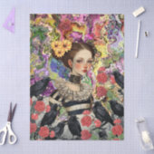 Gotische Meisje Bloemen & Raven Decoupage Tissuepapier (Craft)