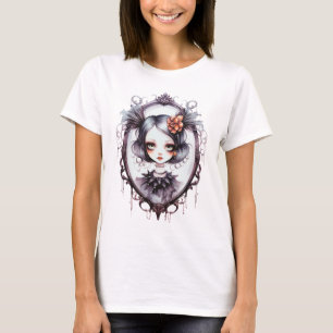 Gotische Meisje in Victoriaanse Spiegel Halloween T-shirt