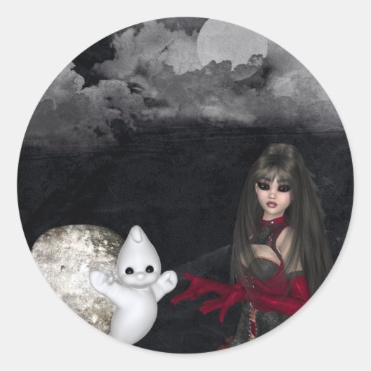 Gotische Meisje Tombstone & Spook Blank Stickers (Voorkant)