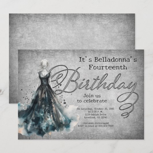 Gotische Meisje Verjaardag Kaart (Voorkant / Achterkant)