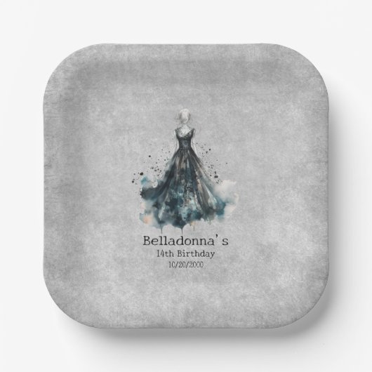 Gotische Meisje Verjaardag Papieren Bordje (Voorkant)