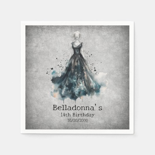 Gotische Meisje Verjaardag Servet (Voorkant)