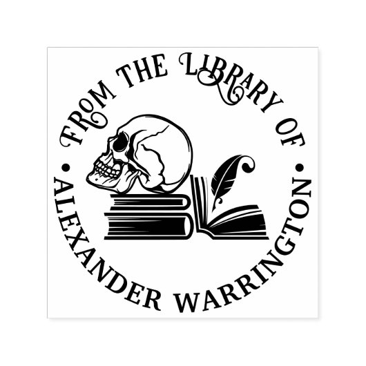 Gotische menselijke schedel Boeken Veer Bibliothee Zelfinktende Stempel (Design)