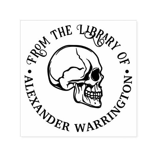 Gotische Menselijke Schedel Side Uitzicht RND Libr Zelfinktende Stempel (Design)