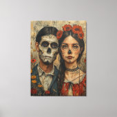 Gotische Mexicaanse esthetiek, schedelgezicht, dia Canvas Afdruk (Voorkant)