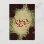 Gotische middeleeuwse antiek  roos bruiloft informatiekaartje (Voorkant)