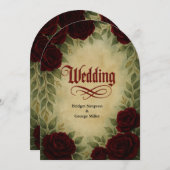 Gotische middeleeuwse antiek roos bruiloft kaart (Voorkant / Achterkant)