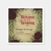 Gotische middeleeuwse antiek roos bruiloft servet (Voorkant)