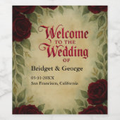 Gotische middeleeuwse antiek roos bruiloft wijn etiket (Enkel label)