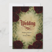 gotische middeleeuwse antieke vintage rozen bruilo kaart (Voorkant)