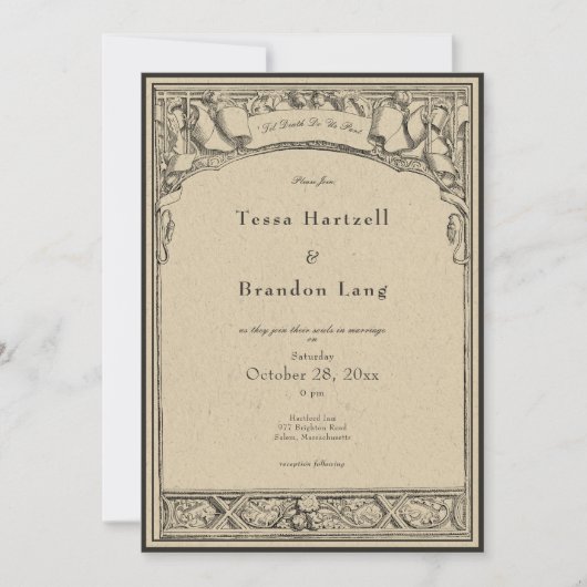 gotische middeleeuwse boog grens bruiloft kaart (Voorkant)