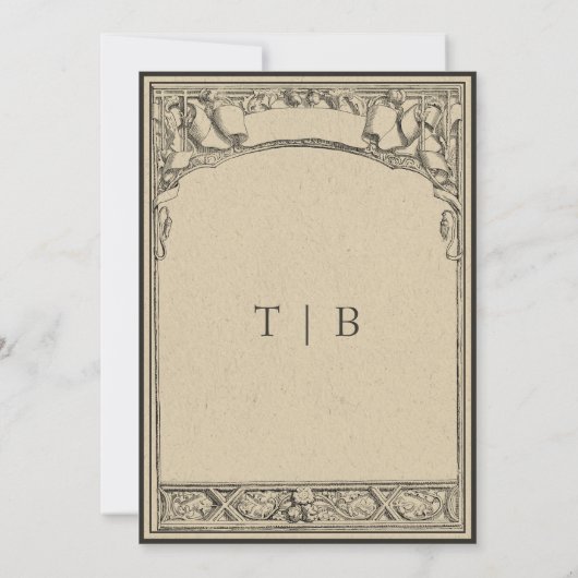  gotische middeleeuwse boog grens bruiloft kaart (Achterkant)