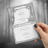 gotische middeleeuwse bos grens bruiloft kaart