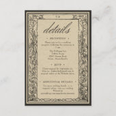  gotische middeleeuwse grens bruiloft details informatiekaartje (Voorkant)