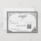  gotische middeleeuwse lijn grens bruiloft QR RSVP Kaartje (Voorkant)