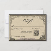  gotische middeleeuwse lijn grens bruiloft QR RSVP Kaartje (Voorkant)