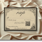 gotische middeleeuwse lijn grens bruiloft QR RSVP Kaartje