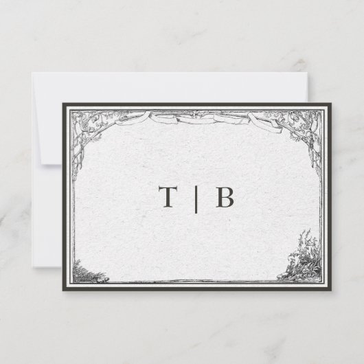  gotische middeleeuwse lijn grens bruiloft save the date (Achterkant)