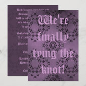 Gotische middeleeuwse paarse bruiloft kaart (Voorkant / Achterkant)