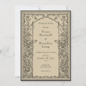  gotische middeleeuwse wijnstok boog grens bruilof kaart (Voorkant)