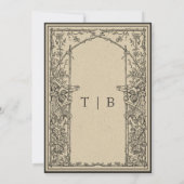  gotische middeleeuwse wijnstok boog grens bruilof kaart (Achterkant)