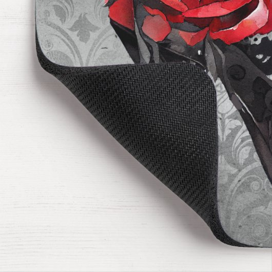 Gotische Mode rode rozen Stiletto Bootie op graat Muismat (Hoek)