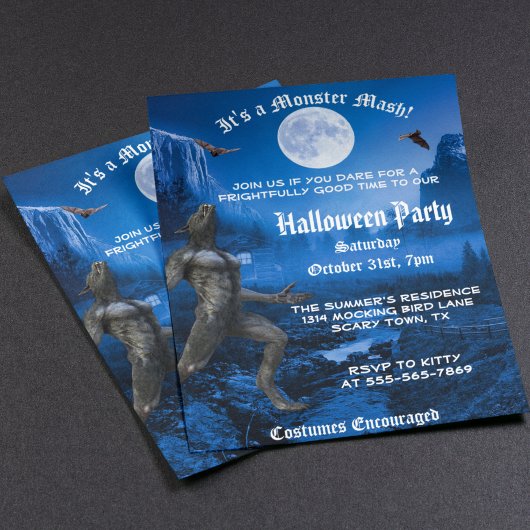 Gotische Monster Mash Weerwolf Halloween Feest Uit Flyer