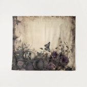 Gotische Moody Paarse & Zwarte Schedel & Moth Wandkleed (Voorkant (horizontaal))