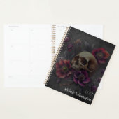 Gotische Moody Schedel en Anemonen gepersonaliseer Planner (Display)