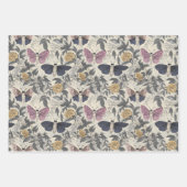 Gotische mot & Bloemen Donkergrijs & Paarse Inpakpapier Vel (Voorkant 3)