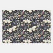 Gotische mot & Bloemen Donkergrijs & Paarse Inpakpapier Vel (Voorkant 2)