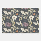 Gotische mot & Bloemen Donkergrijs & Paarse Inpakpapier Vel (Voorkant)