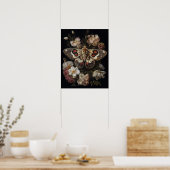 Gotische mot en bloemen Art Print Poster (Keuken)