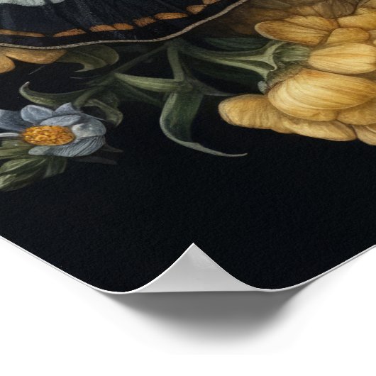 Gotische mot en bloemen Art Print Poster (Hoek)