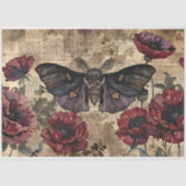  gotische mot en rode papaver botanische efemera tissuepapier (Voorkant)