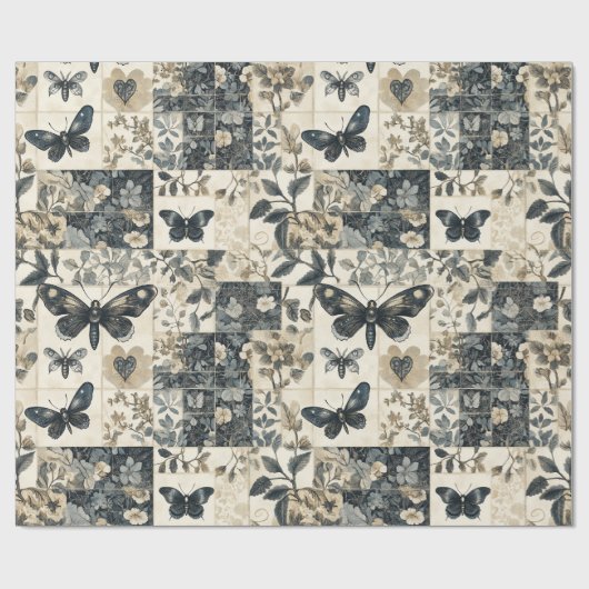  gotische mottencollage Halloween Cadeaupapier (Vlak)