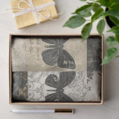 Gotische mottencollage in zwart en beige decoupage tissuepapier (Geschenk)