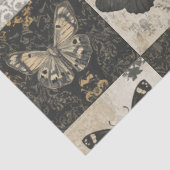 Gotische mottencollage in zwart en beige decoupage tissuepapier (Detail)