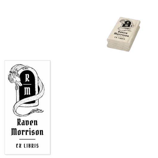 Gotische Mystieke Magische Draak Ex Libris Boek Rubberstempel (Gestempeld)