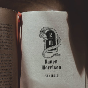 Gotische Mystieke Magische Draak Ex Libris Boek Rubberstempel