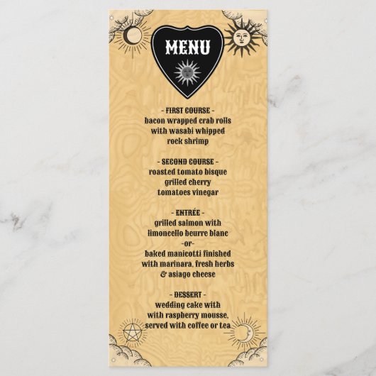 Gotische Mystieke Spirit Board Halloween Bruiloft Menu (Voorkant)