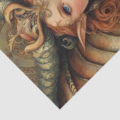 Gotische Mythologische Nymph Fantasy Dragon Collag Tissuepapier (Detail)