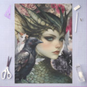 Gotische Mythologische Nymph Fantasy Dragon Collag Tissuepapier (Craft)