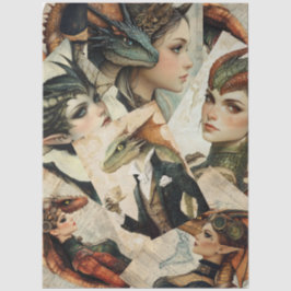 Gotische Mythologische Nymph Fantasy Dragon Collag Tissuepapier