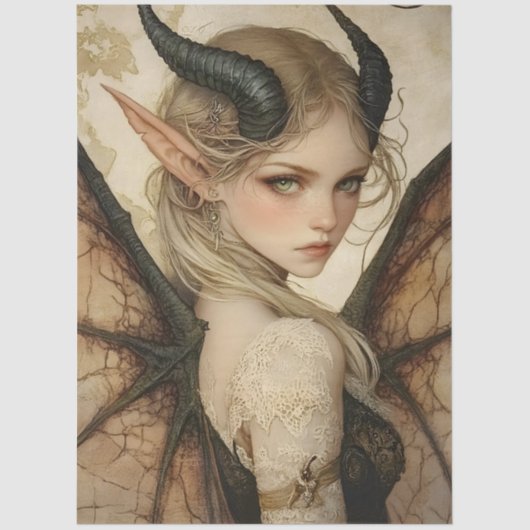 Gotische Mythologische Nymph Fantasy Dragon Tissuepapier (Voorkant)