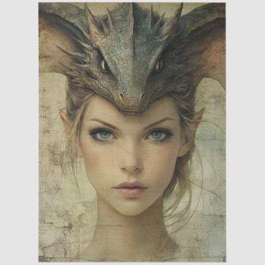 Gotische Mythologische Nymph Fantasy Dragon Tissuepapier (Voorkant)